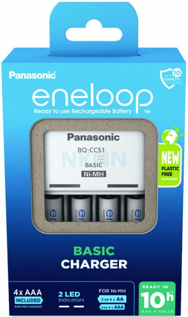 Panasonic Eneloop BQ-CC51E battery charger + 4 AAA Eneloop (800mAh) (carton packaging)