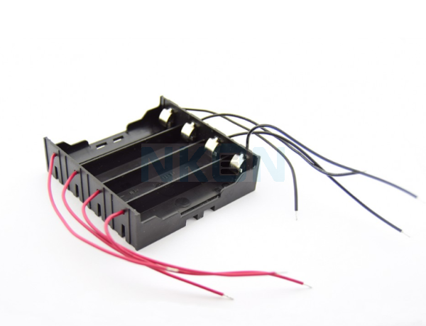 4x 18650 Battery holder with terminal contacts and loose wires