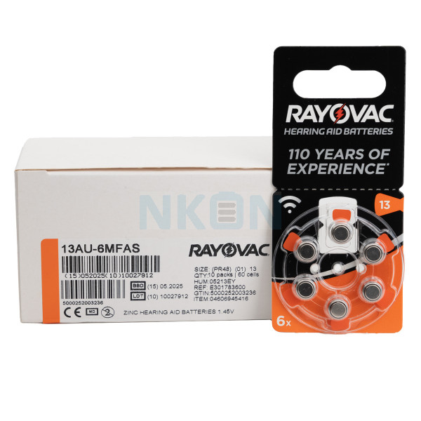 60x 13 Rayovac Acoustic Special hearing aid batteries