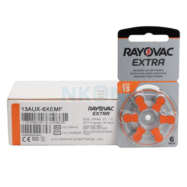 60x 13 Rayovac Extra hearing aid batteries