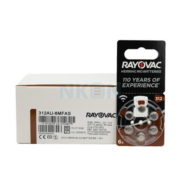 60x 312 Rayovac Acoustic Special hearing aid batteries
