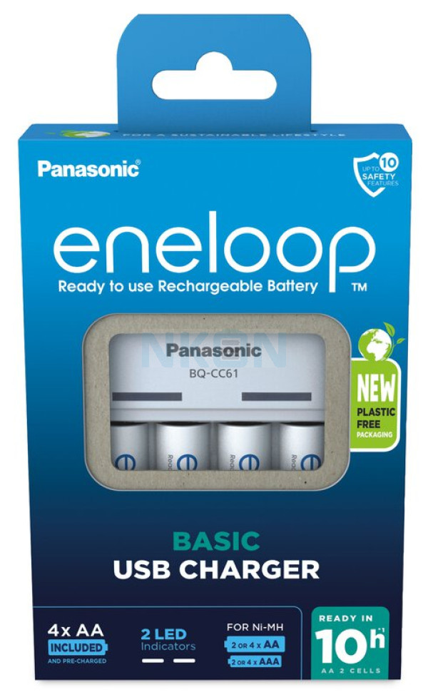 Panasonic Eneloop BQ-CC61E USB battery charger + 4 AA Eneloop (2000mAh) (carton packaging)