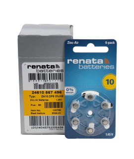 60x 10 Renata ZA hearing aid batteries